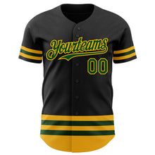 Загрузить изображение в средство просмотра галереи, Custom Black Green-Gold Line Authentic Baseball Jersey