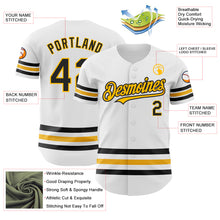 Charger l'image dans la galerie, Custom White Black-Gold Line Authentic Baseball Jersey