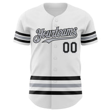 Charger l'image dans la galerie, Custom White Black-Gray Line Authentic Baseball Jersey