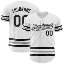 Charger l'image dans la galerie, Custom White Black-Gray Line Authentic Baseball Jersey