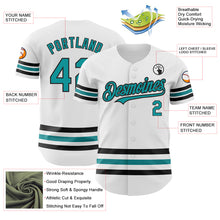 Laden Sie das Bild in den Galerie-Viewer, Custom White Teal-Black Line Authentic Baseball Jersey