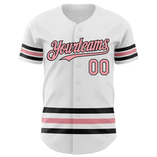Charger l'image dans la galerie, Custom White Medium Pink-Black Line Authentic Baseball Jersey