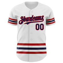 Charger l'image dans la galerie, Custom White Navy-Red Line Authentic Baseball Jersey