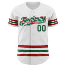 Charger l'image dans la galerie, Custom White Kelly Green-Red Line Authentic Baseball Jersey