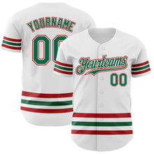 Charger l'image dans la galerie, Custom White Kelly Green-Red Line Authentic Baseball Jersey