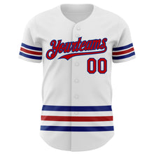Charger l'image dans la galerie, Custom White Red-Royal Line Authentic Baseball Jersey