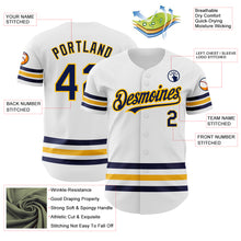 Charger l'image dans la galerie, Custom White Navy-Gold Line Authentic Baseball Jersey