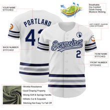 Charger l'image dans la galerie, Custom White Navy-Gray Line Authentic Baseball Jersey