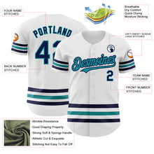Load image into Gallery viewer, Custom White Navy-Teal Line Authentic Baseball Jersey
