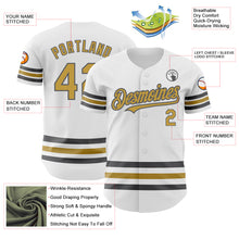Charger l'image dans la galerie, Custom White Old Gold-Steel Gray Line Authentic Baseball Jersey