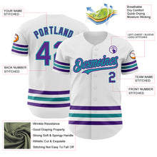 Load image into Gallery viewer, Custom White Purple-Teal Line Authentic Baseball Jersey
