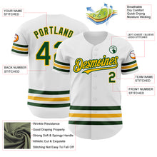 Charger l'image dans la galerie, Custom White Green-Gold Line Authentic Baseball Jersey