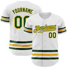 Charger l'image dans la galerie, Custom White Green-Gold Line Authentic Baseball Jersey