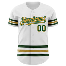 Charger l'image dans la galerie, Custom White Green-Old Gold Line Authentic Baseball Jersey