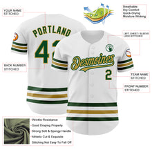 Charger l'image dans la galerie, Custom White Green-Old Gold Line Authentic Baseball Jersey
