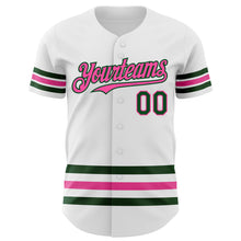 Charger l'image dans la galerie, Custom White Green-Pink Line Authentic Baseball Jersey