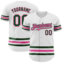 Charger l'image dans la galerie, Custom White Green-Pink Line Authentic Baseball Jersey