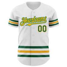Charger l'image dans la galerie, Custom White Kelly Green-Gold Line Authentic Baseball Jersey