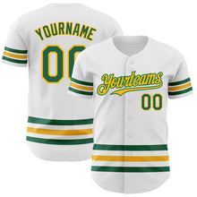 Charger l'image dans la galerie, Custom White Kelly Green-Gold Line Authentic Baseball Jersey