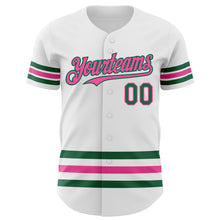 Charger l'image dans la galerie, Custom White Kelly Green-Pink Line Authentic Baseball Jersey