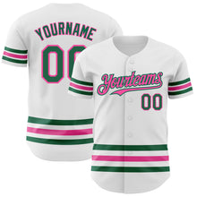 Charger l'image dans la galerie, Custom White Kelly Green-Pink Line Authentic Baseball Jersey