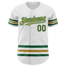 Charger l'image dans la galerie, Custom White Kelly Green-Old Gold Line Authentic Baseball Jersey