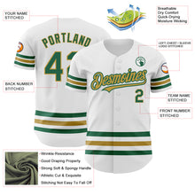 Charger l'image dans la galerie, Custom White Kelly Green-Old Gold Line Authentic Baseball Jersey