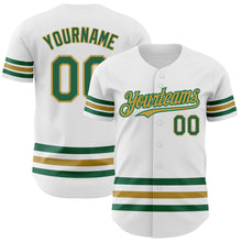 Charger l'image dans la galerie, Custom White Kelly Green-Old Gold Line Authentic Baseball Jersey