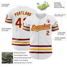 Charger l'image dans la galerie, Custom White Crimson-Gold Line Authentic Baseball Jersey