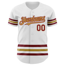 Charger l'image dans la galerie, Custom White Crimson-Old Gold Line Authentic Baseball Jersey