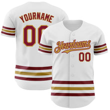 Charger l'image dans la galerie, Custom White Crimson-Old Gold Line Authentic Baseball Jersey