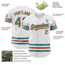 Load image into Gallery viewer, Custom White Teal-Orange Line Authentic Baseball Jersey
