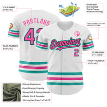 Load image into Gallery viewer, Custom White Pink Black-Aqua Line Authentic Baseball Jersey
