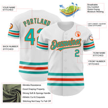 Charger l'image dans la galerie, Custom White Aqua-Orange Line Authentic Baseball Jersey