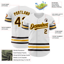 Charger l'image dans la galerie, Custom White Brown-Gold Line Authentic Baseball Jersey