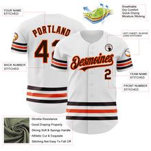 Charger l'image dans la galerie, Custom White Brown-Orange Line Authentic Baseball Jersey