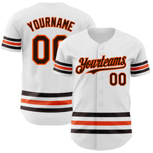 Charger l'image dans la galerie, Custom White Brown-Orange Line Authentic Baseball Jersey