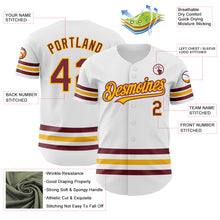 Charger l'image dans la galerie, Custom White Burgundy-Gold Line Authentic Baseball Jersey