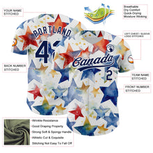 Laden Sie das Bild in den Galerie-Viewer, Custom White Navy-Red 3D Pattern Design Stars Authentic Baseball Jersey