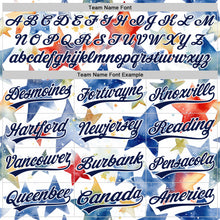 Laden Sie das Bild in den Galerie-Viewer, Custom White Navy-Red 3D Pattern Design Stars Authentic Baseball Jersey