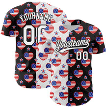 Загрузить изображение в средство просмотра галереи, Custom Black Royal-Red 3D American Flag Patriotic Authentic Baseball Jersey