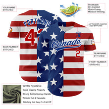 Загрузить изображение в средство просмотра галереи, Custom White Red-Royal 3D American Flag Patriotic Authentic Baseball Jersey