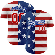 Загрузить изображение в средство просмотра галереи, Custom White Red-Royal 3D American Flag Patriotic Authentic Baseball Jersey