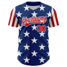 Load image into Gallery viewer, Custom Royal Red-White 3D American Flag Patriotic Authentic Baseball Jersey