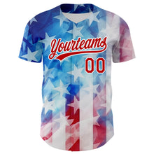 Загрузить изображение в средство просмотра галереи, Custom White Red-Royal 3D American Flag Patriotic Authentic Baseball Jersey