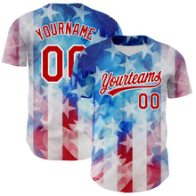Загрузить изображение в средство просмотра галереи, Custom White Red-Royal 3D American Flag Patriotic Authentic Baseball Jersey
