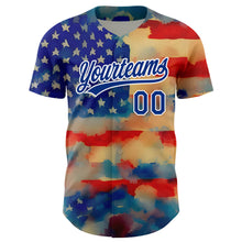 Load image into Gallery viewer, Custom Red Royal-White 3D American Flag Patriotic Authentic Baseball Jersey
