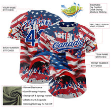 Загрузить изображение в средство просмотра галереи, Custom Red Royal-White 3D American Flag Patriotic Authentic Baseball Jersey