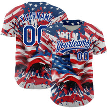 Загрузить изображение в средство просмотра галереи, Custom Red Royal-White 3D American Flag Patriotic Authentic Baseball Jersey