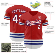 Laden Sie das Bild in den Galerie-Viewer, Custom Red White-Royal Line Authentic Baseball Jersey
